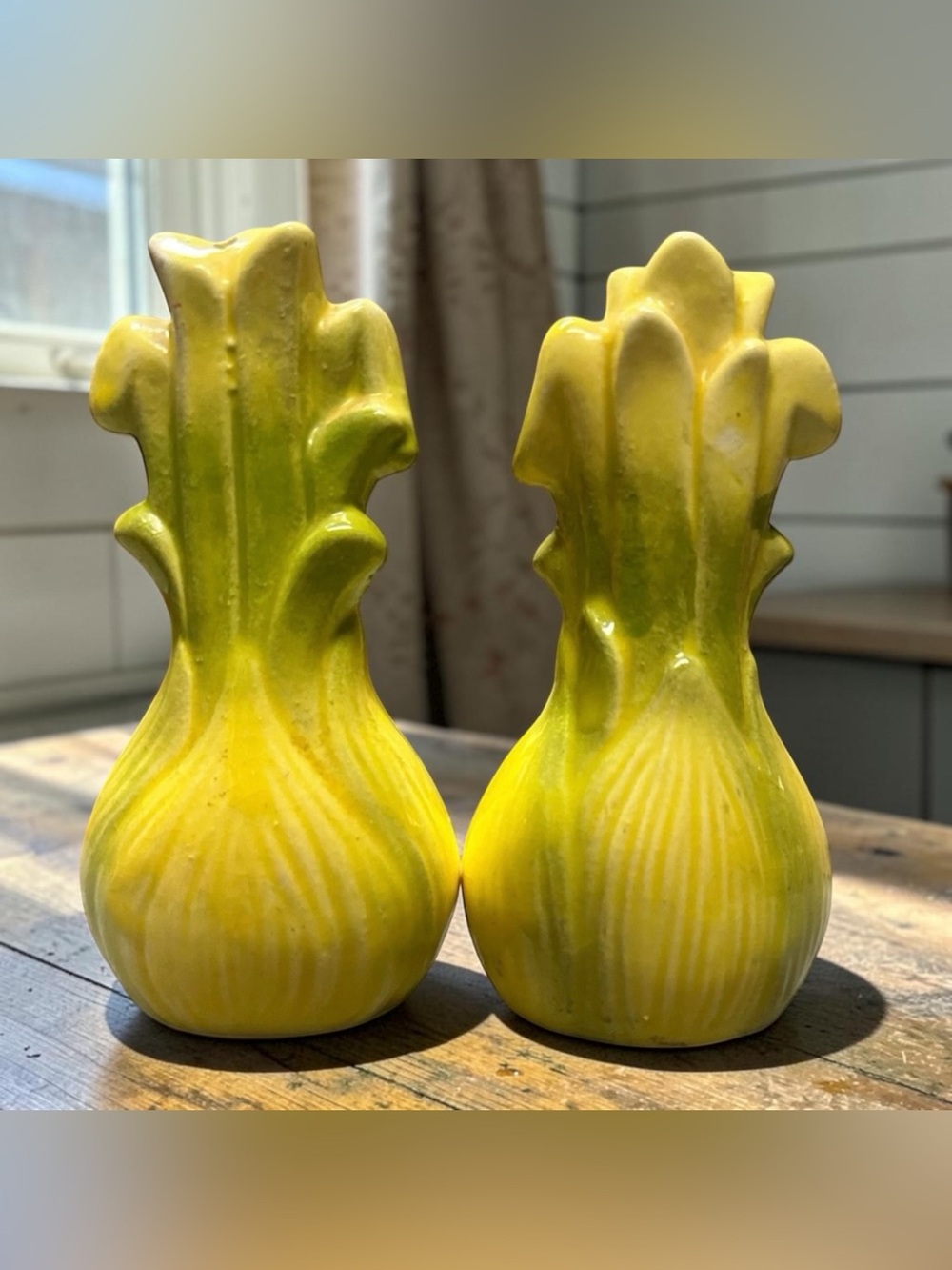 VTG MCM Japan Ceramic Vegetable Salt Pepper Shakers Celery Leek Green Onion